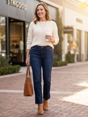 NYDJ Marilyn Straight Ankle Jeans Size 14 Dark Wash Ankle Slit Made in USA